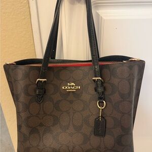Coach Brown and Black Signature Tote